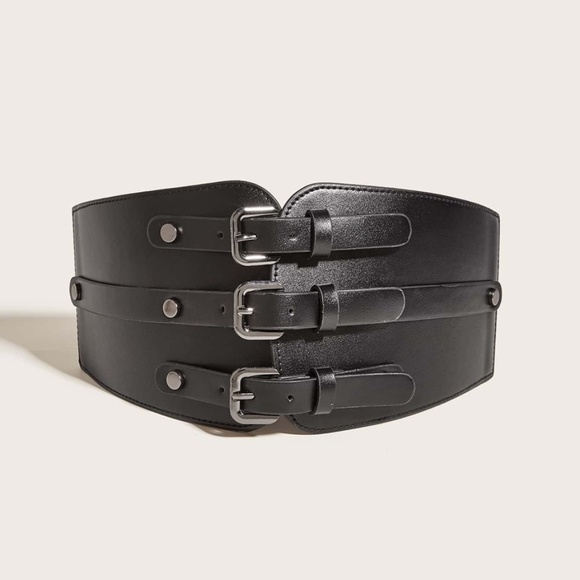 Retro Leather Metal Buckle Corset Belt Waist Belt Corset Goth Metal Pirate main image 4